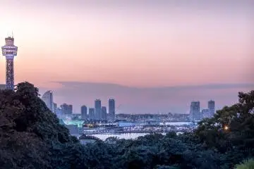 While towards the west you can see Yokohama Marine Tower and Minato Mirai in the near distance